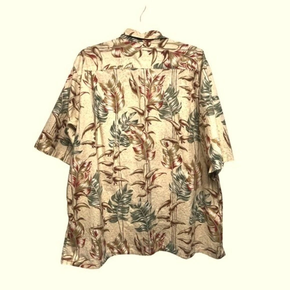 Reyn Spooner Mens XL Hawaiian Shirt Regency Cotton Lawn Tropical Leaf Beige - Picture 3 of 6